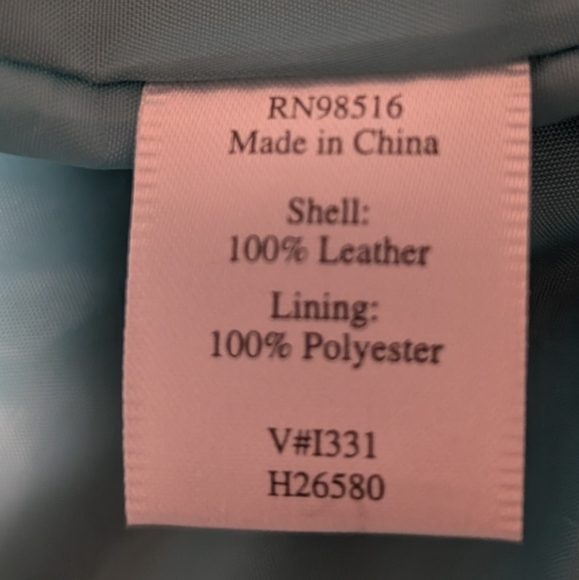 Vintage Coldwater Creek Leather Blazer Women's Large Aqua Blue With Pockets - Picture 8 of 8